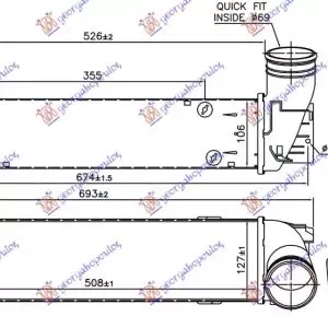 ΨΥΓΕΙΟ INTERCOOLER 1.6/2.0 (16i/20i-x/28i) ΒΕΝΖΙΝΗ (508x127x106)