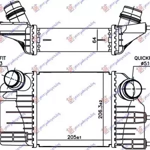 ΨΥΓΕΙΟ INTERCOOLER 1.5 dCi ΠΕΤΡΕΛΑΙΟ (205x205x64)